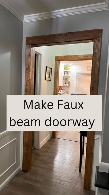 Diy New House Projects, Door Frame Without Door, Hallway Door Frame Ideas, Wood In Doorway, Doorway Beams Door Frames, Adding Hallway To House, How To Frame A Door Opening, Wood Frame Around Doorway, Diy Beam Doorway