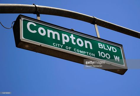 Astreet sign in the City of Compton on July 19, 2012 in Compton, California. The City of Compton located south of Los Angeles with a population of nearly 100,000 must decide by September 1 whether to file for bankruptcy. According to city officials, Compton has an accumulated $43 million deficit and will run out of cash to make its payroll on September 1. Compton California, Compton Street, California Sign, Outta Compton, Straight Outta Compton, Cali Life, Gangsta Rap, California Love, California Dreamin'