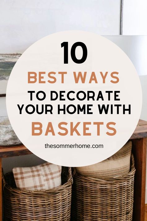 Are you looking for an easy and inexpensive way to spruce up your home? Baskets are the perfect tool for adding a stylish and functional touch to your interior. Whether you want to add a decorative element or extra storage, there are endless creative ways to use baskets to make your home look great. Here are 10 easy ways to decorate your home with baskets. Large Baskets Ideas Decor, Big Basket Ideas Decor, Decorating With Baskets Farmhouse Style, How To Decorate A Basket, How To Decorate With Baskets, Wicker Basket Decor Ideas, Baskets To Make, Entryway Basket, Wicker Basket Decor