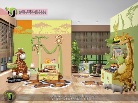 NynaeveDesign's Aura Toddlers Room 3 Kids Bedroom, Kids Jungle Room, Boys Bedroom Sets, Farm Room, Toddlers Room, Aura Nails, Teen Furniture, Corner Decor, Sims 4 Toddler