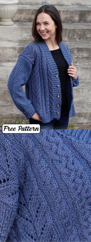 Cable Knit Sweater Pattern Free, Free Aran Knitting Patterns, Cable Cardigan Knitting Patterns, Cable Sweater Pattern, Cable Knit Sweater Pattern, Girls Frocks, Free Knitting Patterns For Women, Cardigan Sweater Pattern, Ladies Cardigan Knitting Patterns