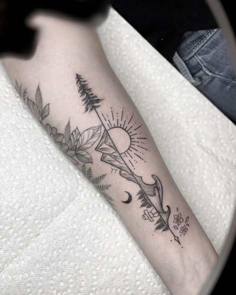 Mountain Tattoo Hiking Tattoos For Women Sleeve, Mountain And Quote Tattoo, Mountain Arrow Tattoo, Hawaii Mountain Tattoo, Vertical Mountain Tattoo, Vertical Nature Tattoo, Mountain Reflection Tattoo, Long Narrow Tattoo Ideas, Mountains And Beach Tattoo