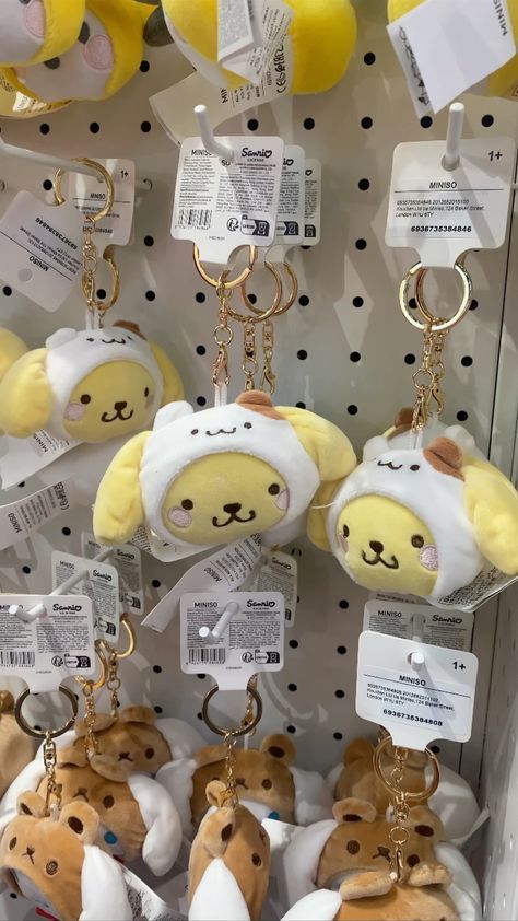 Cinnamoroll Sanrio Aesthetic, Pompompurin Stuff, Miniso Aesthetic, Pompompurin Aesthetic, Pompompurin Keychain, Pompompurin Plush, Cinnamoroll Keychain, Sanrio Merch, Sanrio Keychain