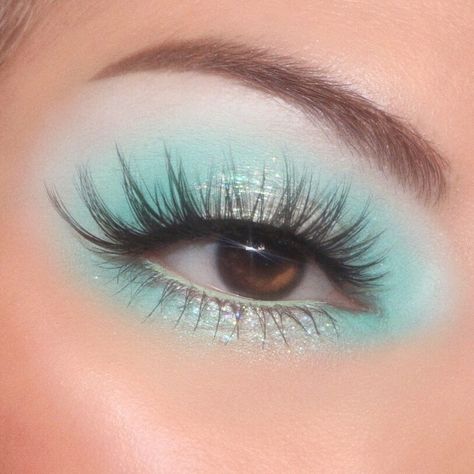 Disney Eye Makeup, Teal Makeup, Pastel Eyeshadow, Rhinestone Makeup, Mint To Be, Summer Makeup Looks, Glam Makeup Look, Eye Makeup Designs, Colourpop Cosmetics