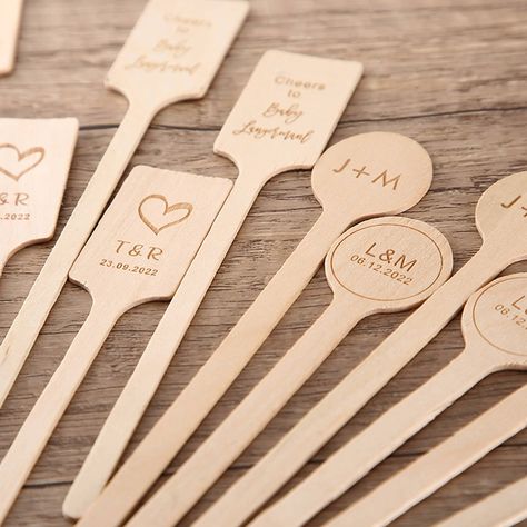 #etsy shop: 100 Customized Wood Drink Stirrers for Wedding Parties Personalized Disposable Stirrers for Wedding Date Custom Addition to your Wedding Day https://etsy.me/3oQBPJo #wedding #christmas #cocktailstirrers #drinkstirr Custom Drink Stirrers Wedding, Wooden Drink Stirrers, Wedding Stirrers, Drink Stirrers Wedding, Cocktail Stirrers, Drink Marker, Coffee Stirrers, Pop Stick, Drink Stirrers