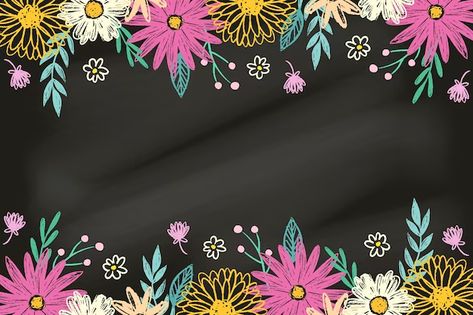 Flower Chalkboard Art, School Chalkboard Art, Chalkboard Flowers, Micron Pen Art, Christmas Chalkboard Art, Blackboard Background, Diy Gifts Videos, Blackboard Art, Chalkboard Calendar