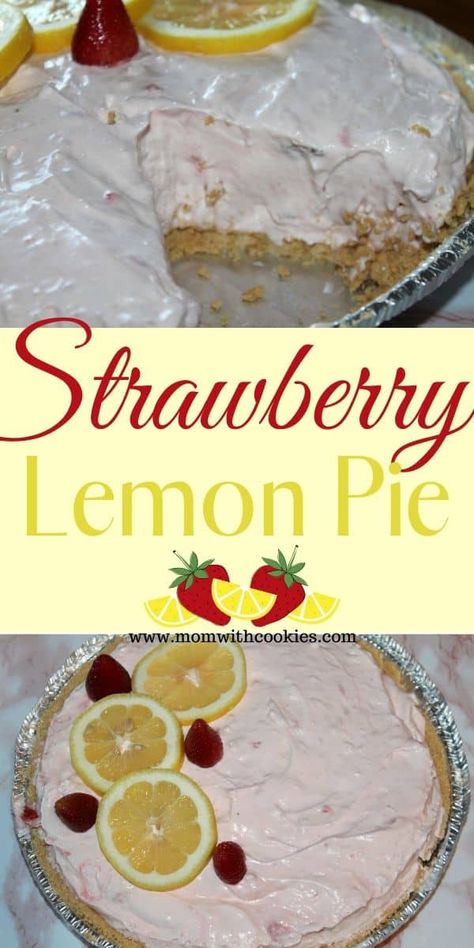 This no bake dessert is so easy to make. Tastes just like a strawberry lemonade only better. #strawberrylemonpie #strawberrylemonadepie #nobakestrawberrylemonpie #nobakedesserts #nobakepie #iceboxpie Strawberry Lemonade Pie, Strawberry Lemonade Pie Recipe, No Bake Frozen Lemonade Pie, No Bake Lemon Icebox Pie, Lemonade Pie No Bake Condensed Milk, Strawberry Lemon Pie, Lemon Ice Box Pie Recipe Frozen Lemonade, Lemonade Pie, Lemon Icebox Pie