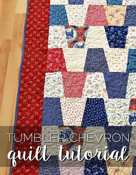 LOVE this fabric!! tumbler chevron tutorial Accuquilt Tumbler Pattern, Tumble Block Quilt Pattern, Tumbler Quilt Pattern Free, Tumbler Quilts Ideas, Chevron Quilt Tutorials, Missouri Quilt Company, Missouri Quilt Tutorials, Tumbling Blocks Quilt, Tumbler Quilt