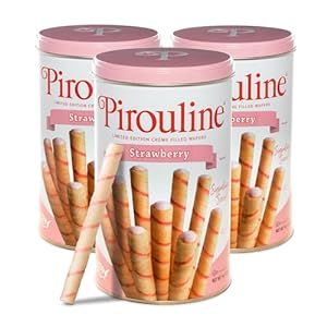 Pirouline Rolled Wafers – Strawberry – Rolled Wafer Sticks, Crème Filled Wafers, Rolled Cookies for Coffee, Tea, Ice Cream, Snacks, Parties, Gifts, and More – 14.1oz Tin 3 Pack Cookies For Coffee, Wafer Sticks, Rolled Cookies, Strawberry Snacks, Ice Cream Snacks, Tea Ice Cream, Roll Cookies, Pepperidge Farm, Wafer Cookies