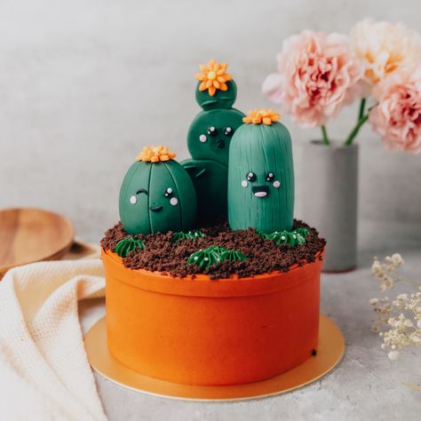 Plant Lover Cake Design, Plant Lover Cake, Plant Cakes Ideas, Chocolate Soil, Pot Cake, 52 Birthday, Cactus Cake, Pot Cakes, Princess Sophia