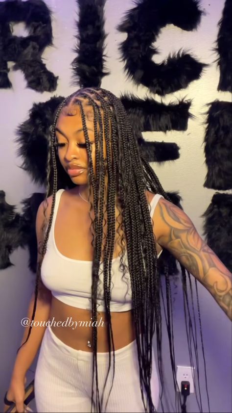 Hairstyles Jumbo Braids, Boho Knotless, Braided Hairstyles For Black Women Cornrows, Beautiful Black Hair, Big Box Braids Hairstyles, Feed In Braids Hairstyles, Box Braids Hairstyles For Black Women, Cute Braided Hairstyles, Braided Cornrow Hairstyles