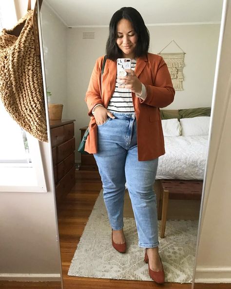 Red Button-up Blazer For Fall, Orange Blazer Outfits, Classy Closets, Orange Blazer, Plus Size Blazer, Teacher Outfits, Blazer Fashion, Blazer Outfits, Burnt Orange