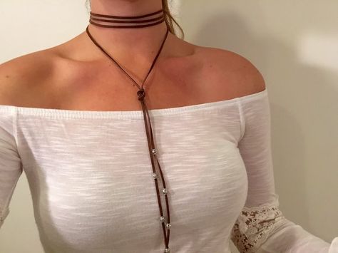 Simple brown suede choker necklace wrap by WrappedinsunshineCo Chokers Aesthetic, Suede Choker Necklace, Suede Jewelry, Brown Aesthetic, Brown Suede, Cross Necklace, Choker, Choker Necklace, Avatar