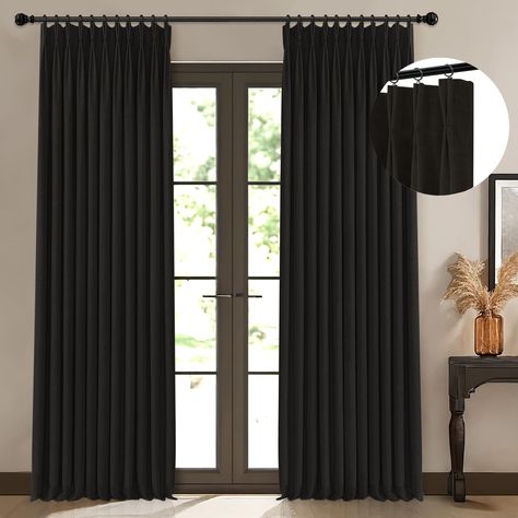 PRICES MAY VARY. Pinch Pleat Curtains: Each package includes 2 panels,and 20 hooks. These elegant pinch pleated curtains blackout complement any home decor style, adding a refined and sophisticated look to your bedroom, living room, dining room, and farmhouse-style decor. 100% Blackout Curtains: The double-layer pinch pleated drapes offer complete blackout, easily turning day into night. They also provide excellent thermal insulation and noise reduction, protecting your furniture, keeping your h Curtains Pinch Pleat, Pinch Pleated Drapes, Velvet Curtains Bedroom, Pinch Pleated Curtains, Pinch Pleat Drapes, Black Curtain Rods, Pinch Pleat Drape, Black Blackout Curtains, Linen Blackout Curtains