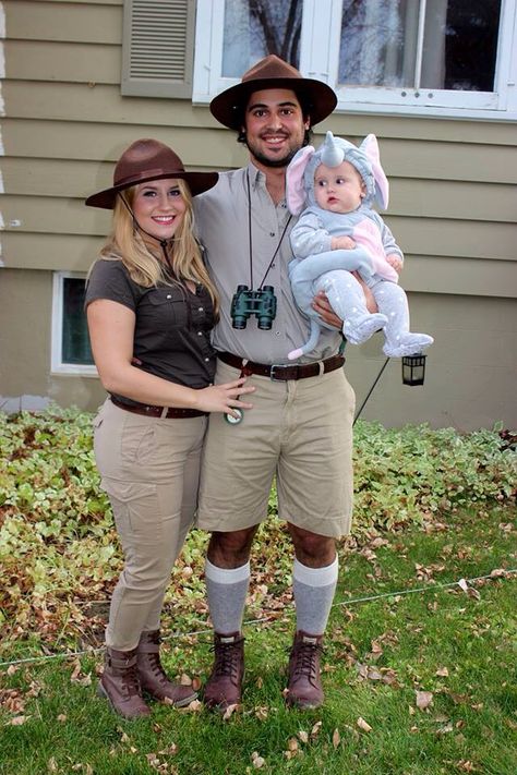 Family Halloween costume. Elephant tusk poachers and their latest prize! Elephant Baby Costume, Family Jungle Costume, Monkey And Zoo Keeper Costume, Family Safari Halloween Costumes, Family Zoo Costumes, Family Safari Costume, Safari Family Halloween Costumes, Zookeeper Family Costume, Zoo Family Halloween Costume