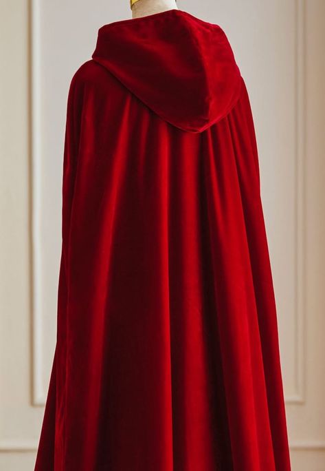 Velvet Cloak, Red Cloak, Cape With Hood, Red Drapes, Black Cloak, Red Riding Hood Costume, Velvet Cape, Red Cape, Long Red