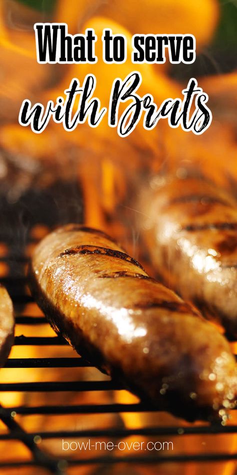 You're at the stadium and ready to tailgating BUT are you wondering what to serve with brats? Check out all of the amazing ideas here. Brats Recipes Grilling, Bratwurst Sides, Bratwurst Dinner, Beer Brats Recipe, Grilled Bratwurst, Grilled Brats, Brats Recipes, Burger Side Dishes, Bratwurst Recipes