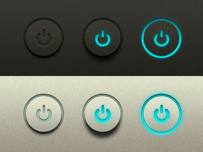 Here are my renditions of @Paco's original (and beautiful) power buttons in both dark and light versions. You can get the PSD for free here. Enjoy! App Building, Hud Elements, Ui Buttons, Communal Living, 달력 디자인, Ui Patterns, Gui Design, Game Ui Design, Industrial Design Sketch