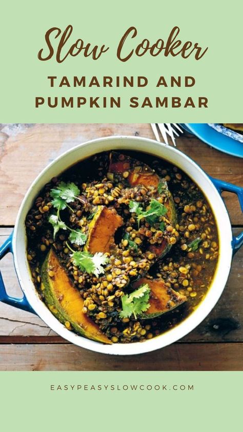 Slow Cooker Tamarind and Pumpkin Sambar Pumpkin Sambar, Slow Cooker Dinner Ideas, Dinner Ideas Simple, Gluten Free Chili, Slow Cooker Dinner, Slow Cook, Fenugreek Seeds, Coriander Seeds, Curry Leaves