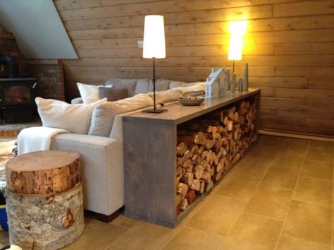 Diy Indoor Wood Storage, Firewood Storage Bench Indoor, Wood Fire Storage, Indoor Wood Storage Ideas, Indoor Wood Rack, Indoor Wood Storage, Wood Storage Indoor, Indoor Firewood Rack, Couch Room