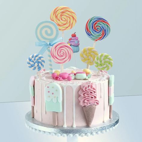 Smarter Shopping, Better Living! Aliexpress.com Lollipop Cake Topper, Baking Birthday Cake, 1st Birthday Cupcakes, Lollipop Birthday, Lollipop Cake, Swirl Lollipops, Birthday Cake Decoration, Girl Birthday Decorations, Candy Theme