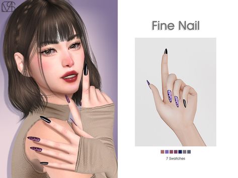 Sims 4 Cc Clothes Female Nails, The Sims Resource Maxis Match, The Sims 4 Nails, Sims Nails, Sims Jewelry, Mod For Sims 4, Cc Nails, Sims Outfits, Sims 4 Nails