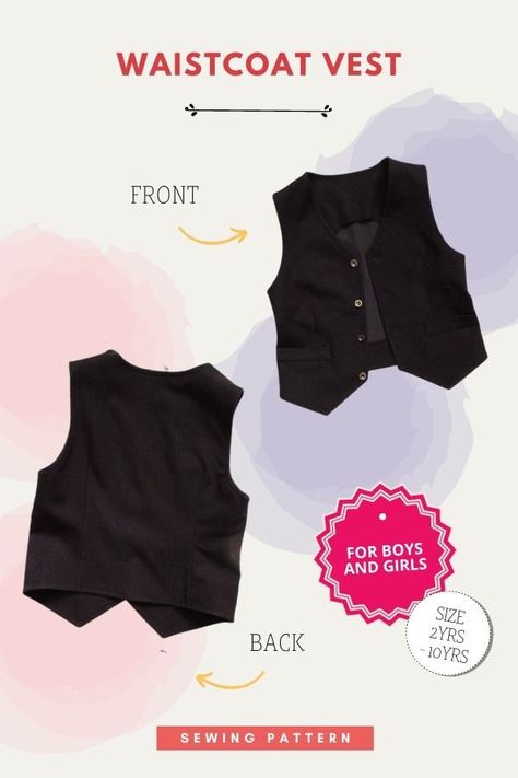 Toddler Boy Vest Sewing Pattern Free, Boys Vest Pattern Free Sewing, Free Waistcoat Pattern Sewing, Kids Vest Pattern Free, Toddler Vest Pattern Free, Waistcoat Pattern Free, Kids Vest Pattern, Diy Vest Pattern, Vest Pattern Sewing