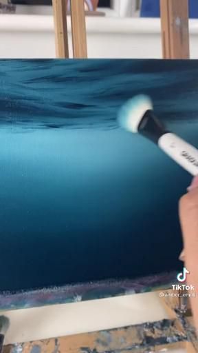 Falling In Water Drawing, Under Ocean Painting, Acrylic Painting Inspo For Beginners, Simple Ocean Drawing, Beginner Oil Painting Ideas, Wave Painting Tutorial, Ocean Painting Ideas, Under Water Painting, Blue Painting Acrylic