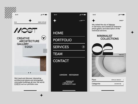 Mobile Architecture Minimalist Layout by Tomasz Mazurczak on Dribbble Typography App, Architecture Minimalist, Mobile Architecture, Ui Design Mobile, Studio Marketing, Website Concept, Logo Creator, Directory Design, Mobile Web Design