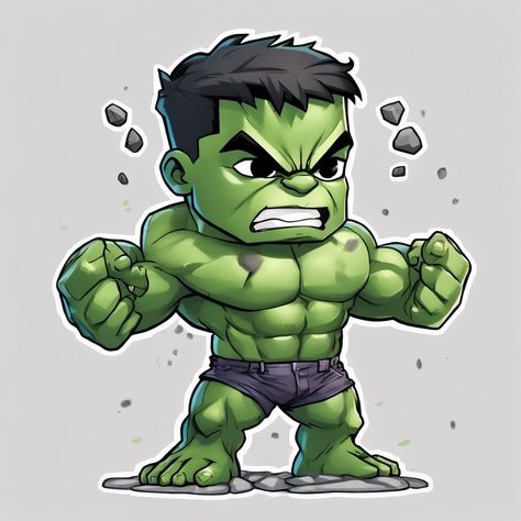 #hulk #chibi #IA #personagem #marvel Avengers Cartoon Characters, Hulk Cartoon Drawing, Chibi Cartoon Characters, Hulk Illustration, Hulk Cute, Hulk Christmas, Hulk Drawing, Hulk Painting, Hulk Baby