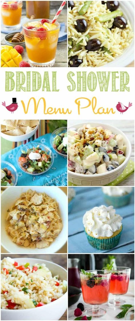 Diy Wedding Food, Wedding Food Menu, Bridal Shower Menu, Simple Bridal Shower, Bridal Shower Planning, Spring Bridal Shower, Summer Bridal Showers, Appetizer Menu, Bridal Shower Food