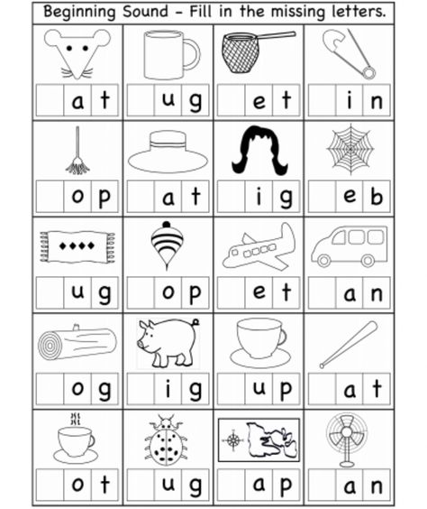 Beginning Sounds - Interactive worksheet Missing Beginning Sound Worksheet, Cvc Beginning Sounds Worksheets, Write The Beginning Sound Worksheet, Cvc Worksheets, Beginning Sounds Worksheets, Cvc Words Kindergarten, Kindergarten Phonics Worksheets, Missing Letters, Kindergarten Phonics