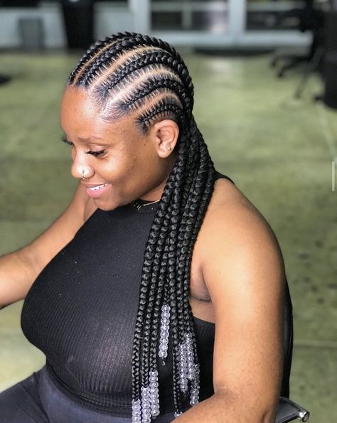 8 Lines Cornrows, Stitch Braids For Round Face, Straight Back Feed In Braids Medium, Latest Conrows Lines And Braids, Large Conrows Lines For Black Women, 6 Conrows Lines For Black Women, Big Conrows Lines For Black Women, Straightback Cornrows Braids With Beads, Allbackhair Braids