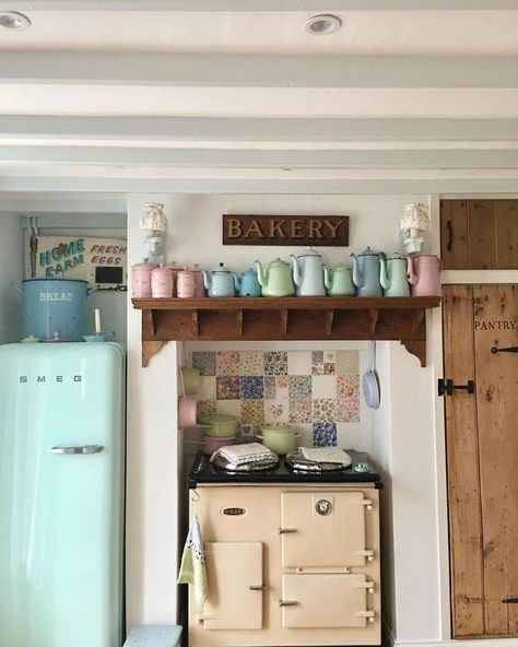 Periwinkle Cottage on Instagram: Sugary Pastels have a lovely day xx #pastels #homedecor #kitchen #interiors #vintage #home #pastels Periwinkle Cottage, Pastel Cottage, Cottage Woods, Kitchen Interiors, Pastel House, Have A Lovely Day, Lovely Day, Pretty House, Pretty Pastel