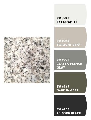 Paint colors from Chip It! by Sherwin-Williams - Bianco Taupe granite Twilight Gray Sherwin Williams, Luna Pearl Granite, Colours That Go With Grey, Townhouse Kitchen, Taupe Kitchen, Grey Blue Kitchen, Sherwin Williams Color Palette, Interior Paint Colors Schemes, Cabinet Paint Colors