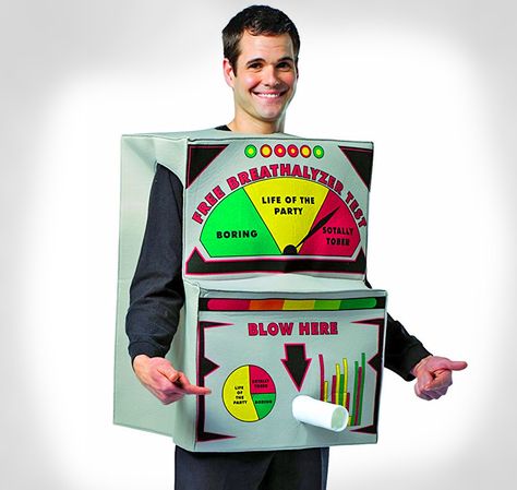 Breathalyzer Costume - Blow Here Alcohol Test Halloween Costume Breathalyzer Costume, Medieval Knight Costume, Funny Adult Costumes, Costumes Funny, Superman Costumes, Halloween Jokes, Box Costumes, Black Halloween Dress, Halloween Express