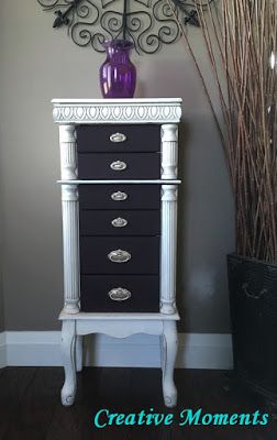 Chalk Painted Jewelry Armoire, Standing Jewelry Box Makeover, Stand Up Jewelry Box Makeover, Jewelry Armoire Makeover Diy, Repurposed Jewelry Armoire, Jewelry Amoire, Jewelry Armoire Makeover, Crafty Witch, Dresser Diy