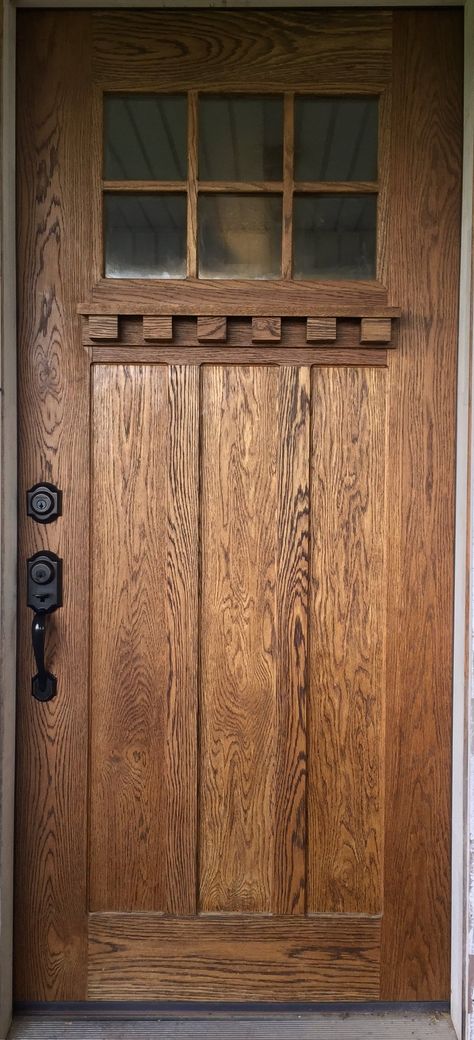 Rustic Front Doors, Craftsman Front Door, Rustic Entry Doors, Rustic Exterior Doors, Pretty Doors, Mid Century Modern Door, Craftsman Houses, Craftsman Front Doors, Rustic Entry