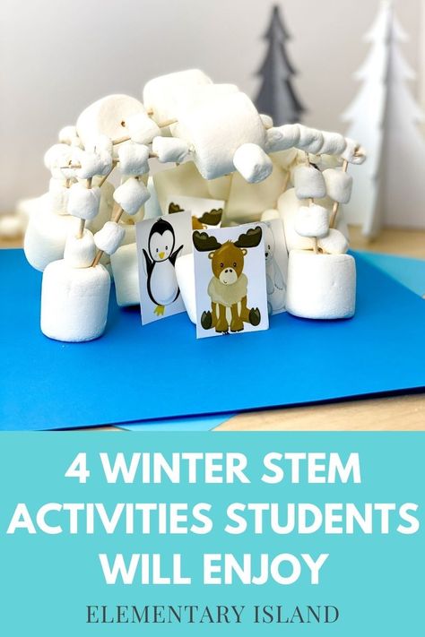 Winter Stem Activities For Kids, February Stem Activities, Winter Stem Challenges, Stem Winter, Indoor Recess Activities, Winter Stem Activities, Winter Stem, Holiday Classroom Activities, Stem Activities For Kids