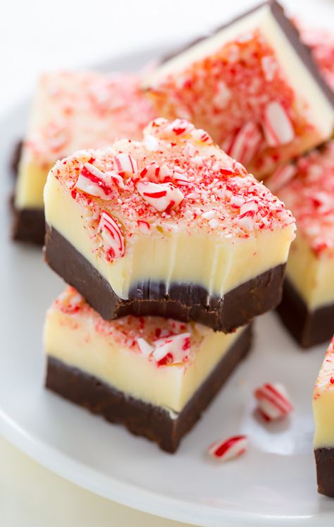 Peppermint Bark Fudge Peppermint Bark Fudge Recipe, Christmas Peppermint Bark, Peppermint Bark Fudge, Peppermint Fudge Recipe, Homemade Holiday Treats, Homemade Peppermint Bark, Peppermint Bark Recipes, Christmas Candy Easy, Easy Christmas Candy Recipes