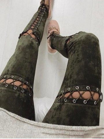 Club Leggings, Gothic Leggings, Look Festival, Strap Pants, Lace Up Leggings, Lace Leggings, Suede Leggings, Suede Pants, Suede Fashion