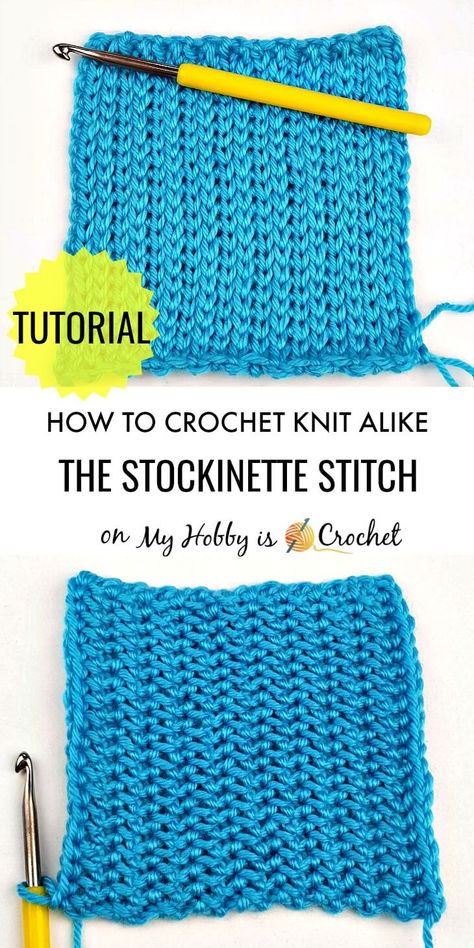 How to CROCHET: Knit Look Stockinette Stitch in Rows with the Yarn Over Slip Stitch Slip Stitch Knitting, Slip Stitch Crochet, Crochet Knit Stitches, Stitch Crochet, Crochet Stitches Tutorial, Crochet Instructions, Crochet Stitches Patterns, Tunisian Crochet, Crochet Stitch