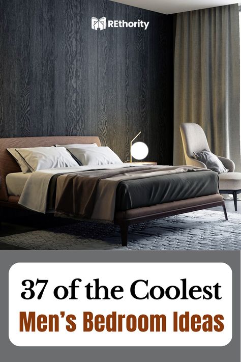 Make your bedroom the ultimate place of relaxation and comfort with these 37 of the Coolest Men's Bedroom Ideas. From sophisticated minimalism to vibrant and bold, these trendy, modern ideas are sure to make your space stand out. With designs that feature bold colors, interesting textures and innovative storage solutions, you'll be able to craft a look and feel that works for you and your style. Transform your bedroom and create a tranquil, stylish atmosphere for some much-needed downtime. Modern Guy Bedroom, Small Masculine Bedroom, Young Man Bedroom Ideas, Young Men Bedroom, Mans Bedroom Ideas, Adult Male Bedroom Ideas, Young Man Bedroom, Man Bedroom Ideas, Young Mans Bedroom Ideas