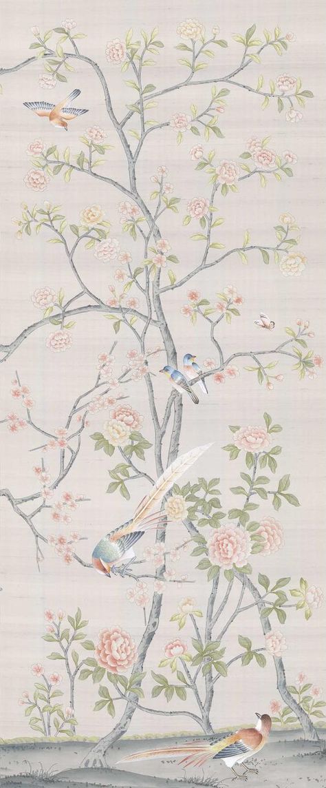 Stairway Wallpaper, Chinoiserie Art, Wallpaper Ceiling, Hand Painted Wallpaper, Silk Wallpaper, Wall Murals Painted, Baby Painting, Chinoiserie Wallpaper, Hand Painted Silk