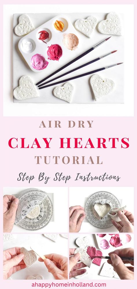 Air Dry Clay Craft, Easy Air Dry Clay, Clay Craft Ideas, Clay Hearts, Air Clay, Diy Air Dry Clay, Air Dry Clay Projects, Popular Crafts, Clay Crafts Air Dry