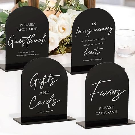 Black Wedding Reception Decor, Wedding Signs For Ceremony, Acrylic Guest Book, Black Wedding Reception, Wedding Signs For Reception, Gifts Wedding Sign, Modern Wedding Table, Acrylic Wedding Signs, Gift Table Wedding