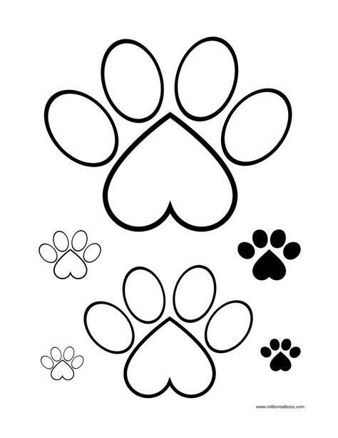 Paw Print Applique Pattern, Paw Print Coloring Pages, Paw Print Stencil Free Printable, Dog Paw Template Free Printable, Dog Stencils Printables Templates, Dog Template Printable Free Pattern, Punch Needle Patterns Printable, Dog Paw Outline, Paw Print Template