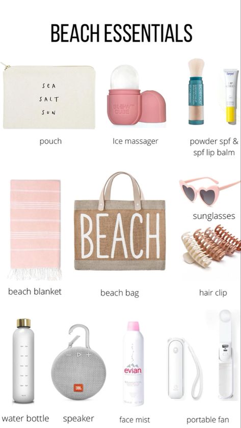 Summer beach essentials Summer Bag Essentials, Beach Trip Packing, Trip Essentials Packing Lists, Big Hair Claw, Summer Packing Lists, Beach Bag Essentials, Beach Basket, Summer Packing, School Bag Essentials