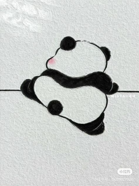 Cute Panda Drawing Kawaii, Cartoon Panda Drawing, Panda Ying Yang, Panda Doodle Art, Panda Painting Easy, Panda Drawing Simple, Kawaii Panda Drawing, Panda Cute Drawing, Cute Panda Drawing Easy