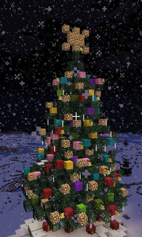 Minecraft Christmas Tree, Minecraft Build House, Minecraft Tree, Minecraft Interior Design, Minecraft House Plans, Cool Minecraft Creations, Minecraft Christmas, Christmas World, Cute Minecraft Houses